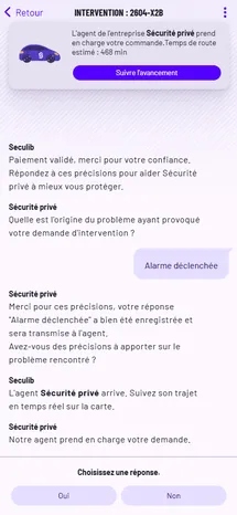 Suivi de l'intervention de l'agent en temps réel