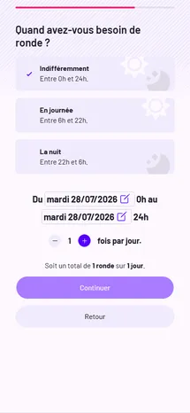 Programmation des rondes dans l’application Seculib